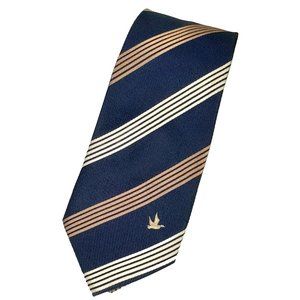 Brooksfield Men's Striped Silk Twill Tie Navy Blue Made in Italy